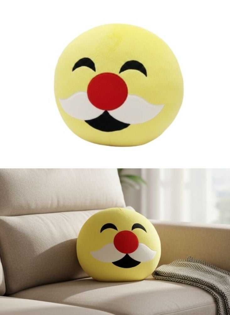 Premium Yellow Emoji Plush Cushion – Funny Clown Face Smiley Decorative Pillow - Image 1